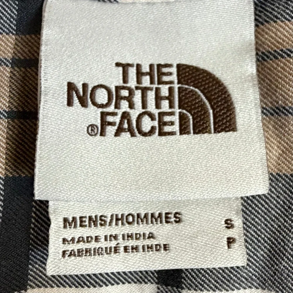 The North Face Mens Plaid Button Down Long Sleeve Shirt Brown Black White Small